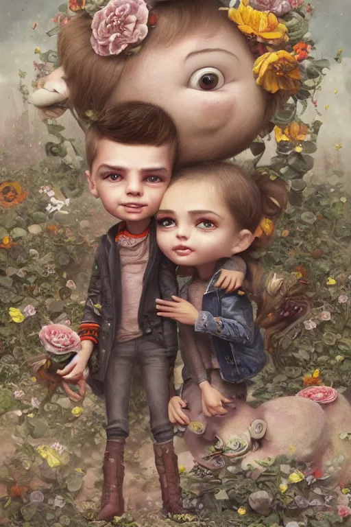 Image similar to max verstappen and louis hamilton, beautiful, attractive, extremely cute, illustration concept art by nicoletta ceccoli, mark ryden, lostfish, detailed and intricate environment, 8 k resolution, hyperrealistic, octane render