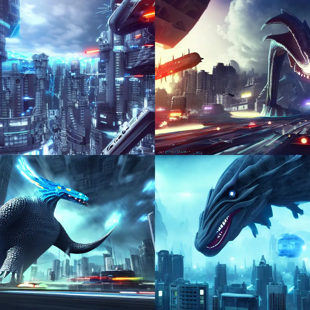 Prompt: kaiju battle, futuristic city, cinematic, detailed, cinema4d