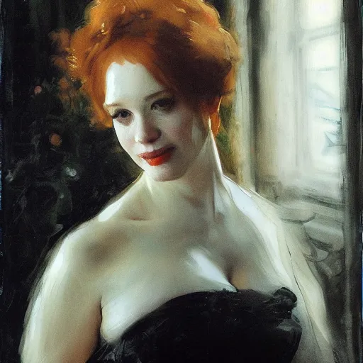 Image similar to christina hendricks by anders zorn,