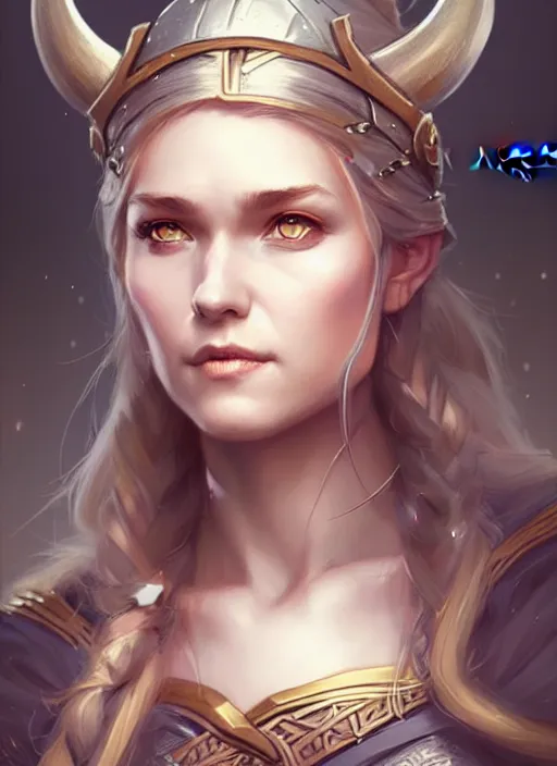 Image similar to pretty viking princess, portrait, art by artgerm and greg rutkowski and magali villeneuve, d & d, fantasy, highly detailed, portrait, digital painting, trending on artstation, concept art, sharp focus, illustration