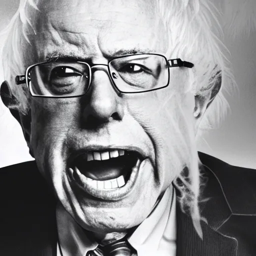 Prompt: bernie sanders as a monster emerging from a closet