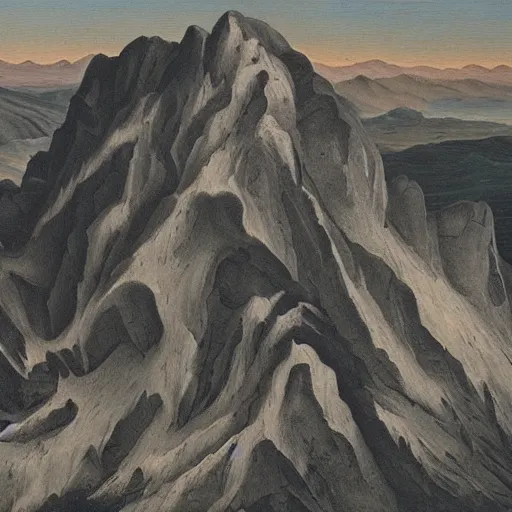 Prompt: oil painting of Fire Mountain by Szukalski