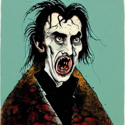 Image similar to portrait of dracula by ralph steadman