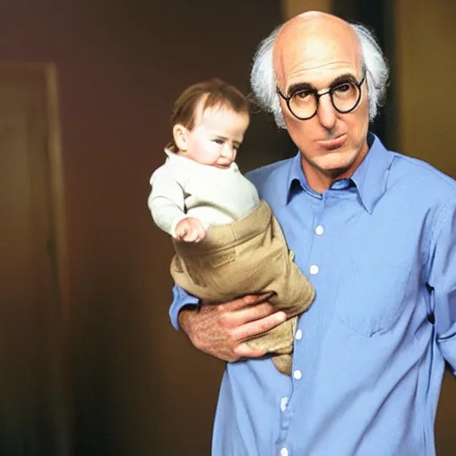 Image similar to larry david in a body of a baby