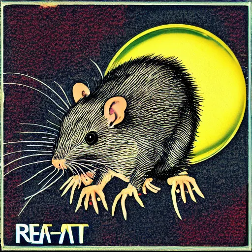 Image similar to album cover of a electronic group, rat, album cover art, album cover