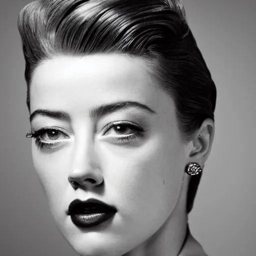 Prompt: portrait of amber heard by mario testino, 1 9 5 0 s hairstyle, headshot, ca. 1 9 5 0, detailed, award winning, sony a 7 r