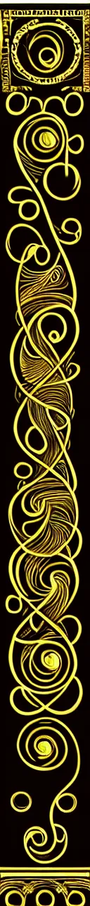 Image similar to decorative border, art nouveau gilded swirls and spirals, black background, trending on cgsociety