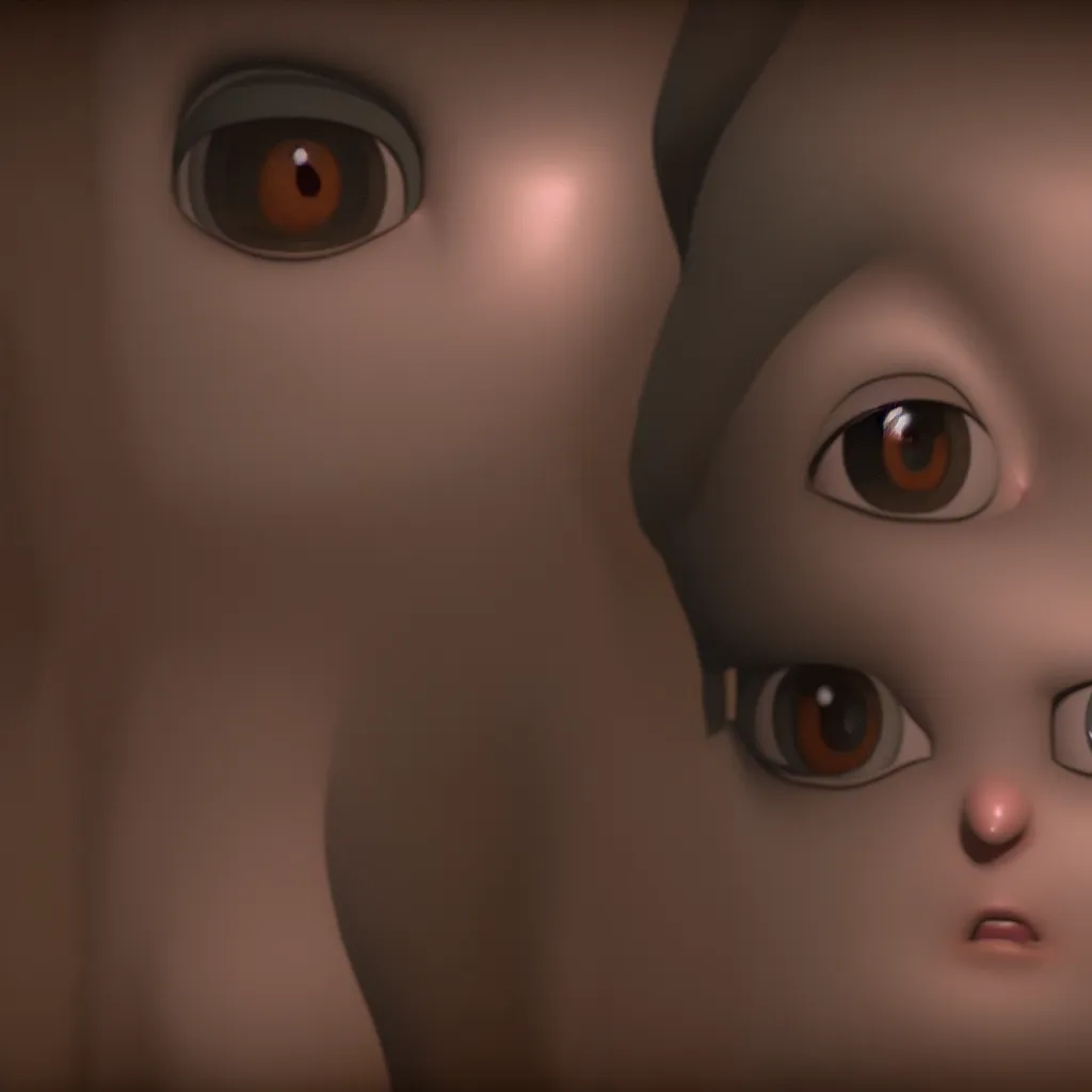 Prompt: animatronic manaquin by margaret keane, big glass eyes, real hair, dimly lit, liminal space, haunting atmosphere, unrealengine octane render, 8 k