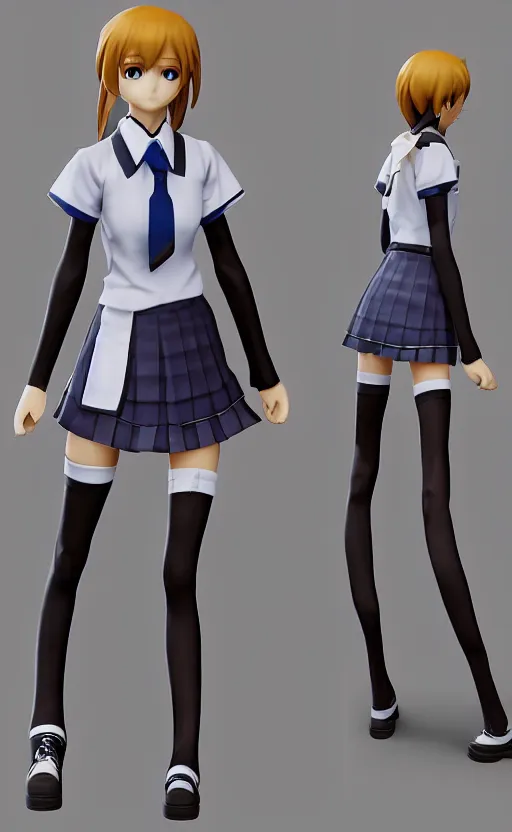 Image similar to Anime school girl figure, unreal engine, highly detailed.
