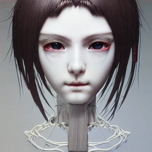 Image similar to prompt : hyperrealist photorealistic 3 d render of persona soft light portrait by takato yamamoto, mecha accessories parts and broken cables, gnarly details, otaku gangasta, inspired by fables, realistic face, smooth face feature, intricate oil painting, high detail, sharp high detail, manga and anime 2 0 0 0