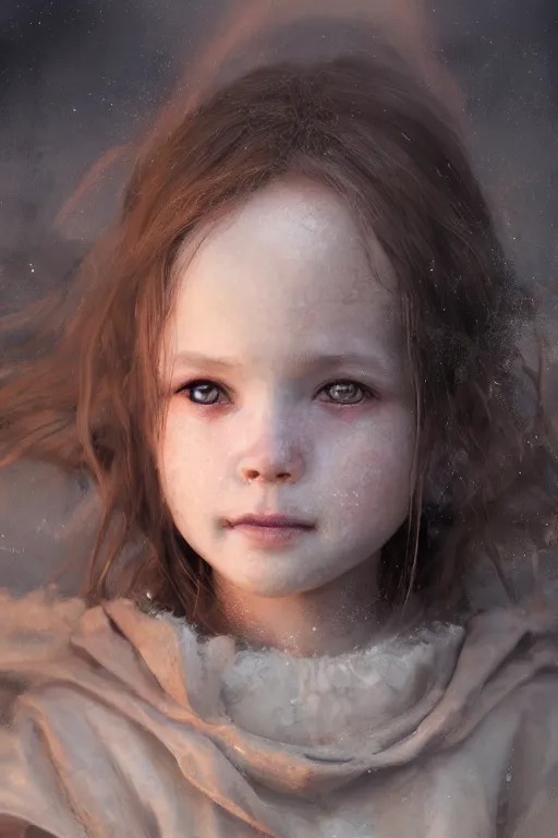 Image similar to medieval little girl, joyful, close-up portrait, intricate, elegant, volumetric lighting, scenery, digital painting, highly detailed, artstation, sharp focus, illustration, concept art, ruan jia, steve mccurry