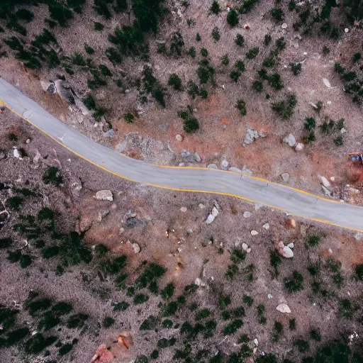 Image similar to Tilt shift photography, Big Bear Lake California, Ariel drone shot, Battlefield, war-torn landscape, fire, USAF Bombers, military, Battlezone