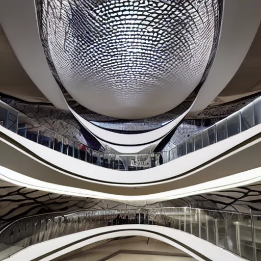 Image similar to extremely detailed ornate stunning beautiful elegant futuristic museum lobby interior by Zaha Hadid