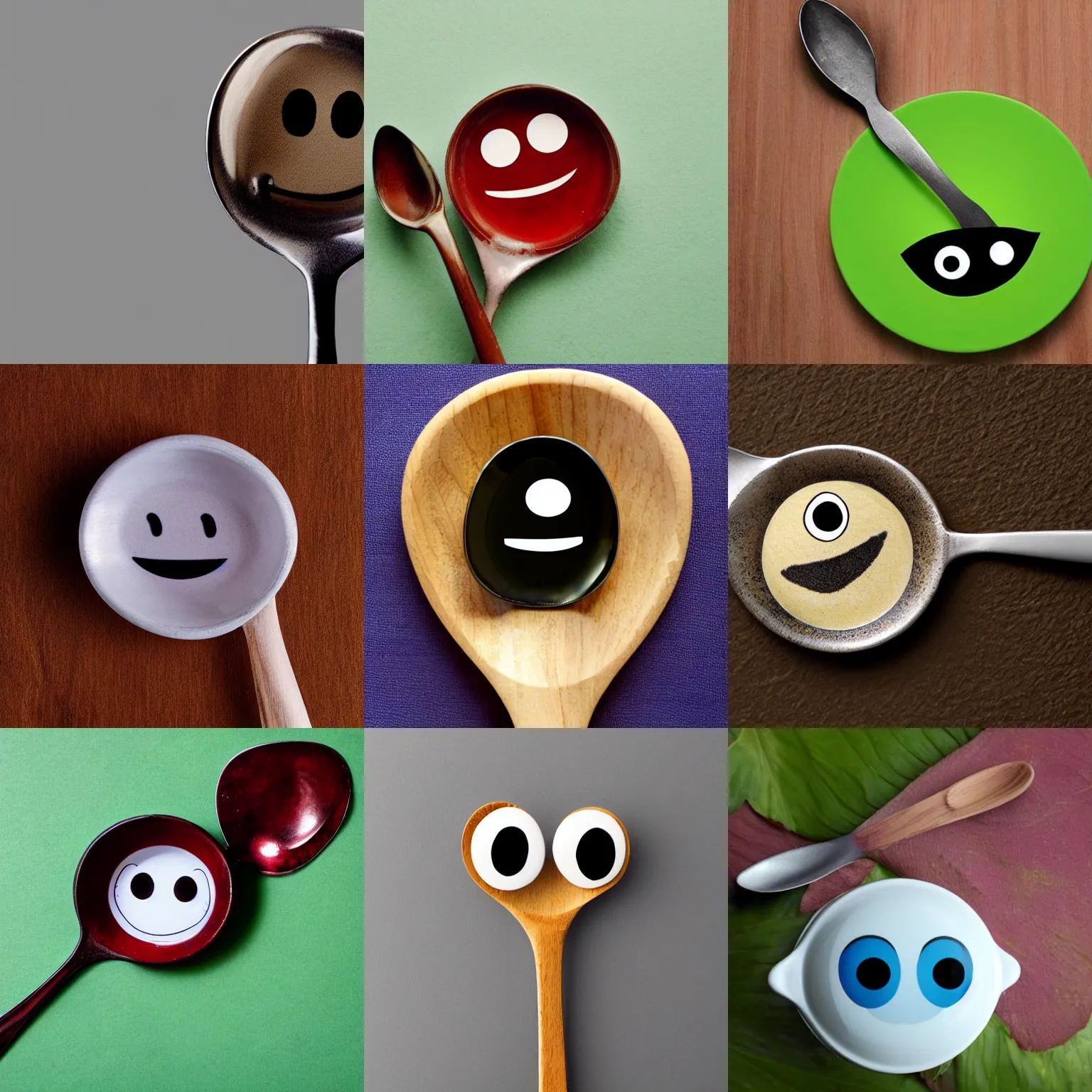 Prompt: a spoon with eyes and a smile
