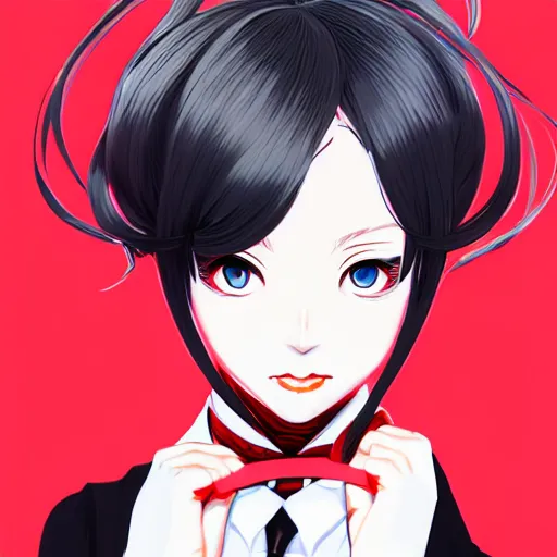 Image similar to Ann Takamaki from Persona 5, anime, elegant, 2d, ultra highly detailed, digital painting, smooth, sharp focus, artstation, portrait art by Ilya Kuvshinov