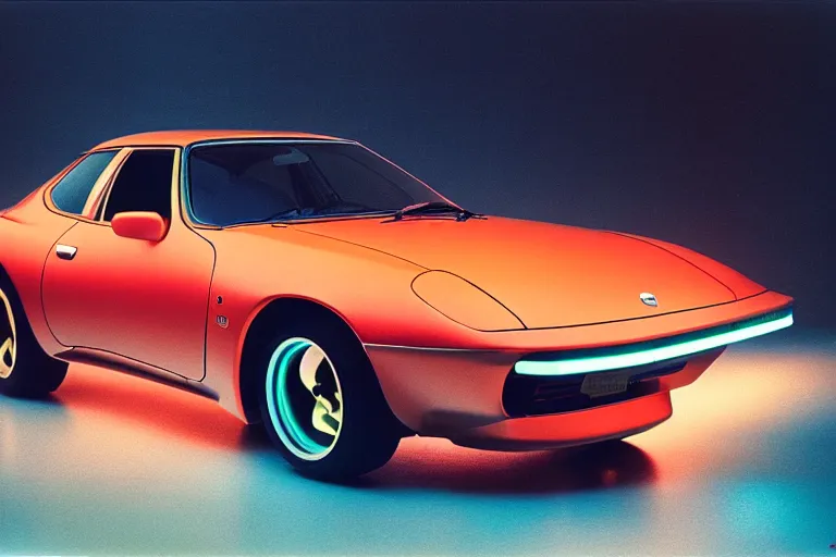 Prompt: designed by giorgetto giugiaro 1 9 5 5 toyota supra thick neon lights, ektachrome photograph, volumetric lighting, f 8 aperture, cinematic eastman 5 3 8 4 film