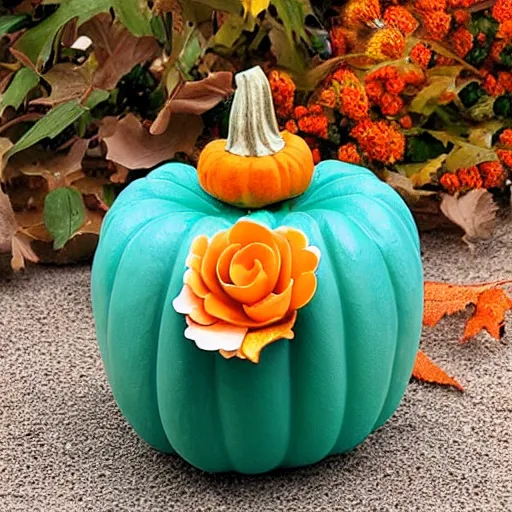 Prompt: pumpkin flower speakers with mp 3