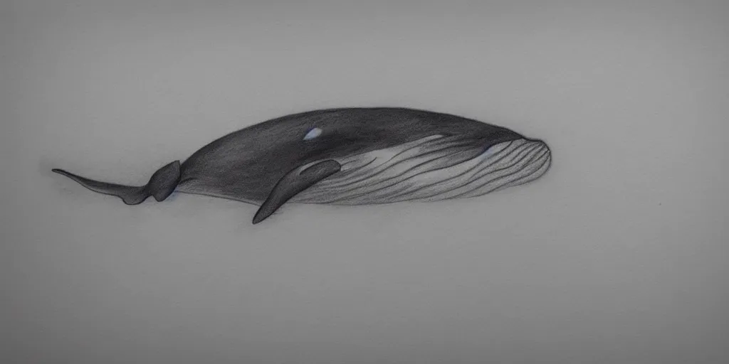 Image similar to a dark cloudy day, a whale swimming in the sky, pencil drawing, ultra realistic