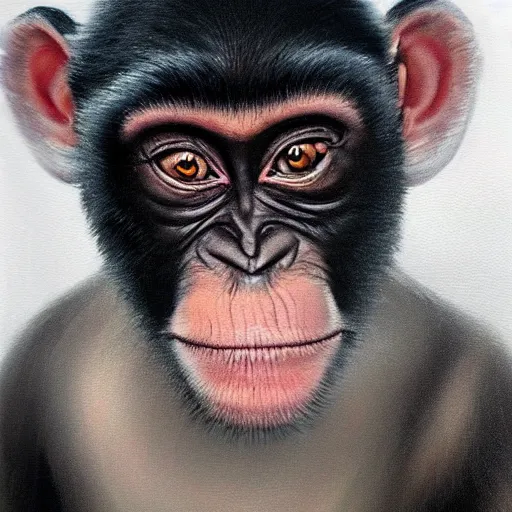 Image similar to a detailed and hyper realistic painting of a monkey wearing a black ski mask