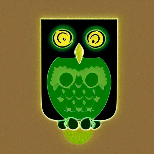 Image similar to green duolingo owl outside a window, living room, night, dark, lamp