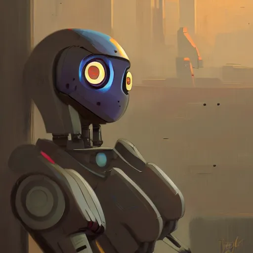 Image similar to portrait of a robot by genndy tartakovsky in the style of greg rutkowski