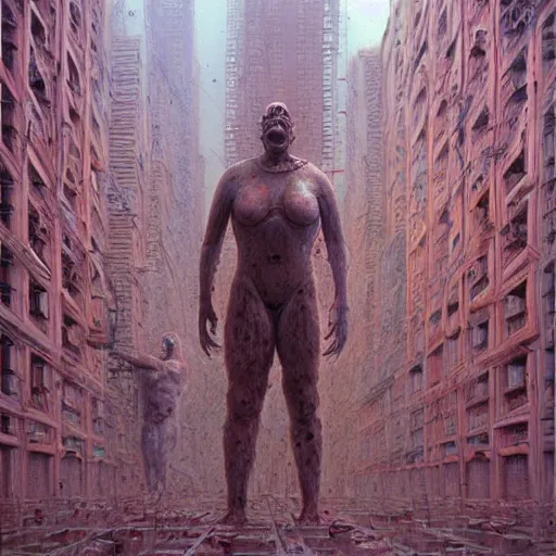 Image similar to paul blart as a mall made out of flesh, highly detailed, environment art, body horror, biopunk, by zdzisław beksinski, peter gric, marco mazzoni