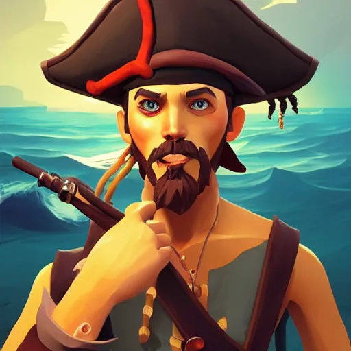 Image similar to painting jack the pirate on sea of thieves game avatar hero smooth face median photoshop filter cutout vector behance hd by jesper ejsing, by rhads, makoto shinkai and lois van baarle, ilya kuvshinov, rossdraws, illustration, art by ilya kuvshinov and gustav klimt