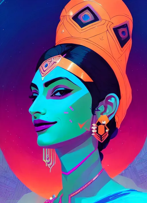 Prompt: portrait of beautiful symmetra from overwatch, artstation winner by victo ngai, kilian eng and by jake parker, by conrad roset, swirly vibrant color lines, winning award masterpiece, fantastically gaudy, aesthetic octane render, 8 k hd resolution