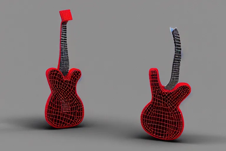 Image similar to keith haring guitar, 3d render