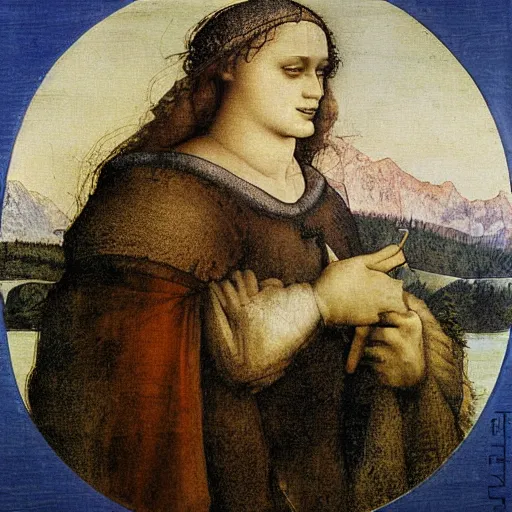 Image similar to switzerland beauty painting by leonardo da vinci