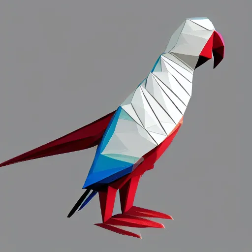 Image similar to a low - poly model of a parrot,