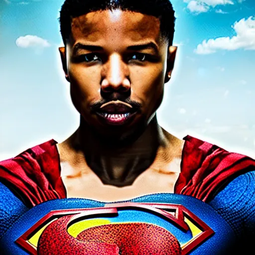 Prompt: Michael B Jordan as Superman 4K quality Super Realistic