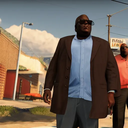 Image similar to gta 5 loading screen with larry david and gabourey sidibe