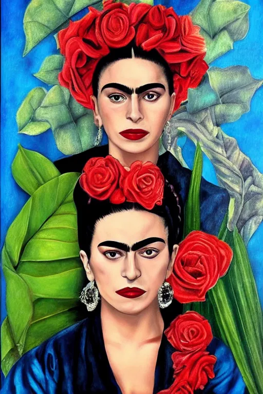 Image similar to Lady Gaga in Frida Kahlo painting style