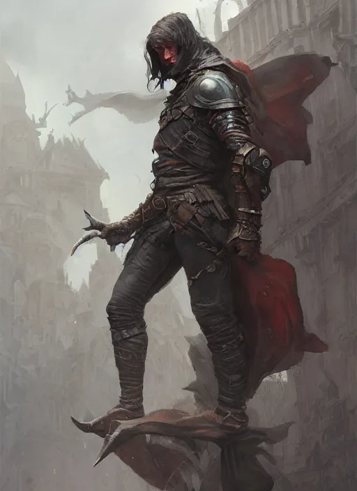 Prompt: medieval rogue, half body lit, front game card, marvel comics, dark, intricate, highly detailed, smooth, artstation, digital illustration by ruan jia and mandy jurgens and artgerm and wayne barlowe and greg rutkowski and zdislav beksinski