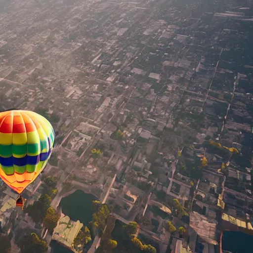 Prompt: people flying balloons into an abyss in the sky, with clear skies and good weather, realistic, cinematic