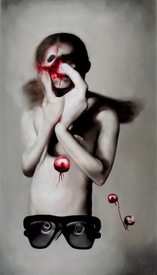 Image similar to life and death mixing together, by gottfried helnwein