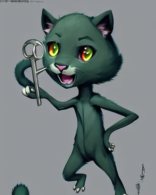 Image similar to character concept art of a cute young male anthropomorphic furry gray panther green hair | | cute - fine - face, pretty face, key visual, realistic shaded perfect face, fine details by stanley artgerm lau, wlop, rossdraws, james jean, andrei riabovitchev, marc simonetti, and sakimichan, trending on artstation