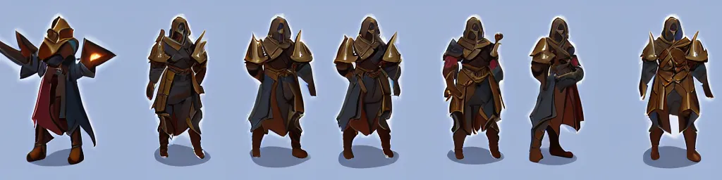 Image similar to dnd paladin character turnaround sheet, rpg, isometric isometric isometric, 8 views, d & d, trending on artstation