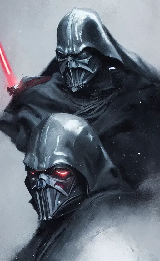 Image similar to « beautiful comic style portrait of sith lord by greg rutkowski, very detailed »