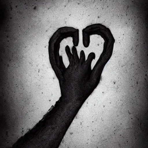 Image similar to hands ripping a heart into pieces, sadness, dark ambiance, concept by Godfrey Blow, featured on deviantart, drawing, sots art, lyco art, artwork, photoillustration, poster art