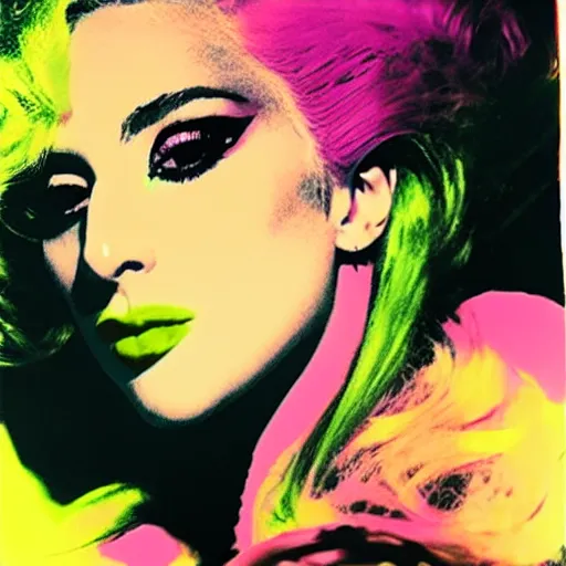 Image similar to lady gaga by andy warhol