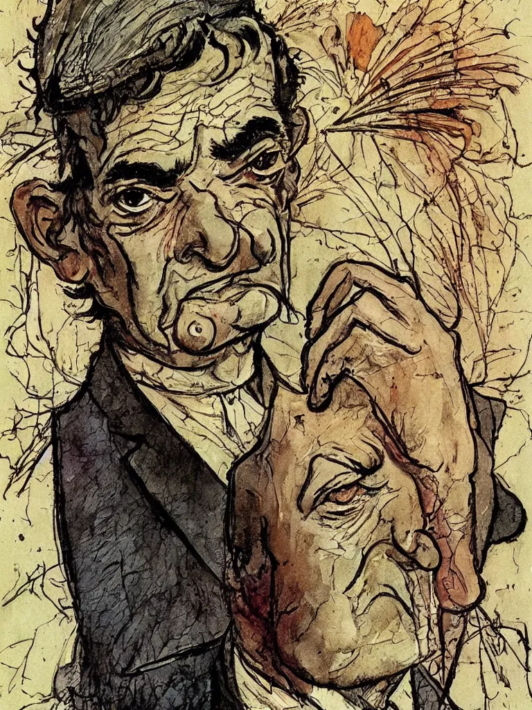 Image similar to 'Mr. Bean by Anton Pieck, Arshile Gorky, Arthur Rackham, Carne Griffiths'