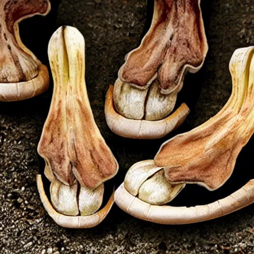 Prompt: shoes made out of rotten mushrooms