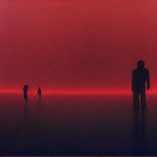 Image similar to effervescence of the raging sorrow, melancholy, please do your best, humanity's last sacrifice, only hope, neo - expressionism, silhouette, atmospheric lighting, glittering, by beksinski, by wong kar wai, by abbas kiarostami, masterpiece, illusion of bent time