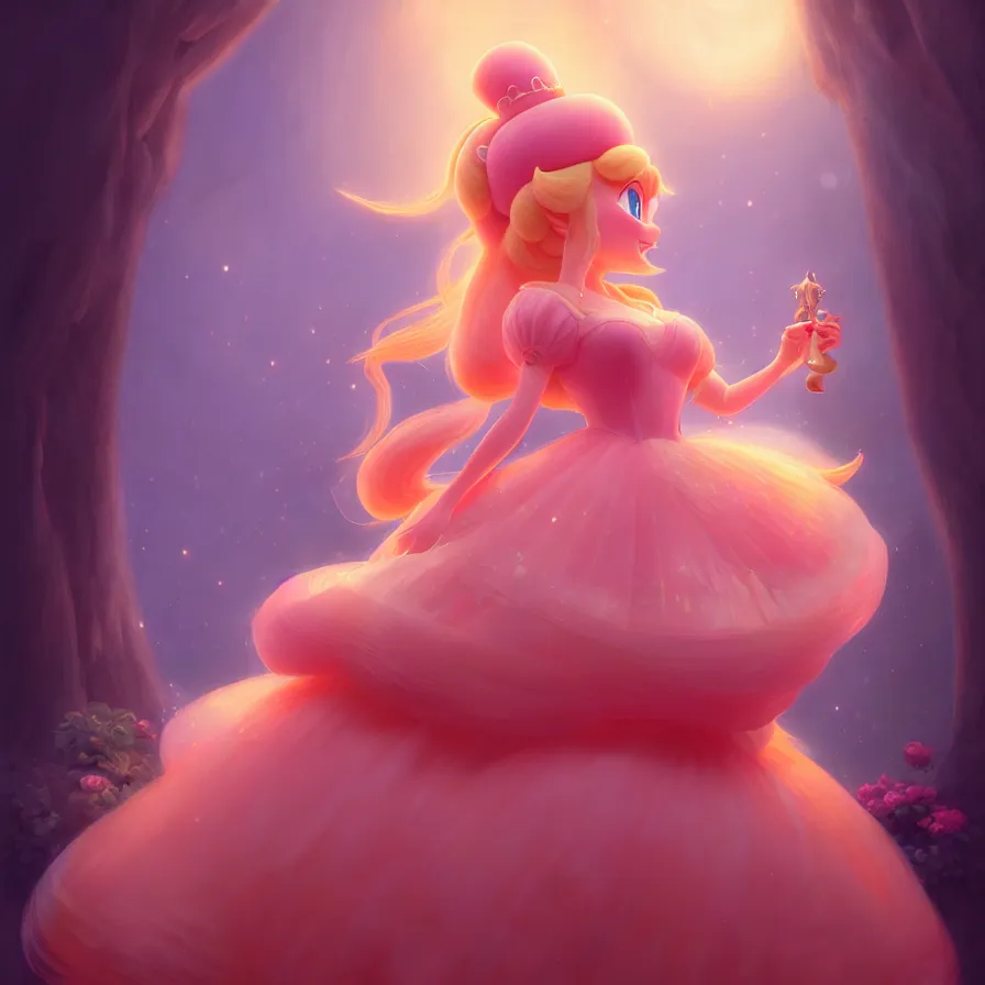 Image similar to epic professional digital art of princess peach, ambient lighting, painted,, detailed,, leesha hannigan, wayne haag, reyna rochin, ignacio fernandez rios, mark ryden, iris van herpen, best on artstation, cgsociety, wlop, pixiv, stunning, gorgeous, much wow, cinematic, masterpiece