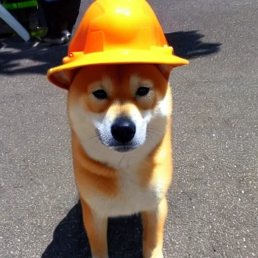 Prompt: shiba inu wearing a safety hat