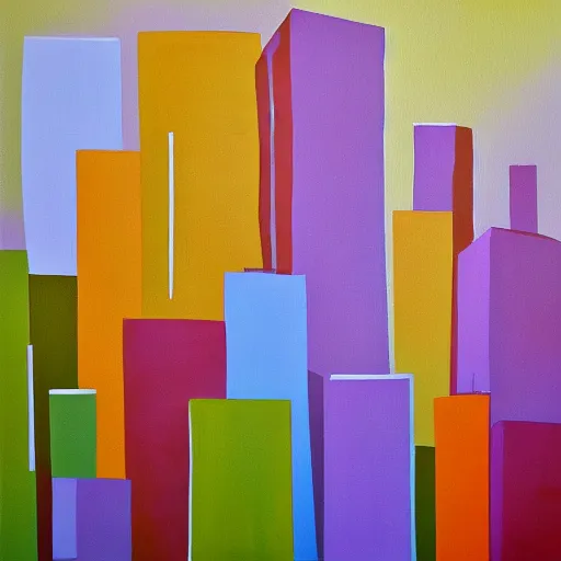 Image similar to Minimalist painting of a city