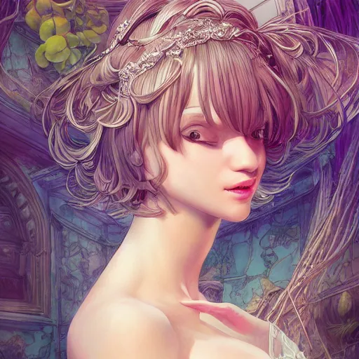 Prompt: the portrait of a sensual lemon that resembles an absurdly beautiful, graceful, elegant gravure idol with her arms covering her chest, an ultrafine hyperdetailed illustration by kim jung gi, irakli nadar, intricate linework, bright colors, octopath traveler, final fantasy, unreal engine 5 highly rendered, global illumination, radiant light, detailed and intricate environment