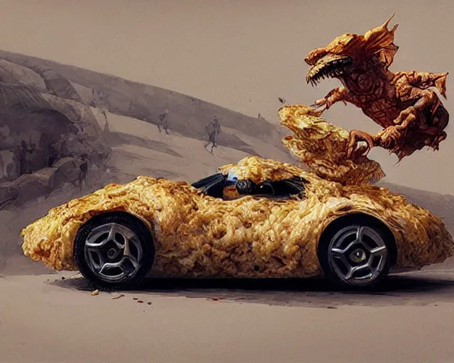 Prompt: a car made of cheese, many holes, concept art by joao ruas, highly detailed, hyperrealistic, artgerm, Tomasz Alen Kopera, Peter Mohrbacher, donato giancola, Joseph Christian Leyendecker, WLOP, Boris Vallejo